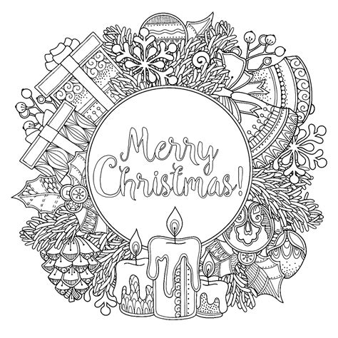 doodl christmas wreath christmas adult coloring pages