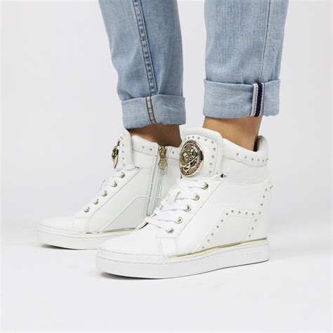 guess finer dames hoge sneakers wit