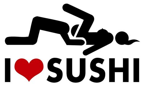 I Love Sushi Sticker Heart Funny Gag Prank Joke Sex Oral