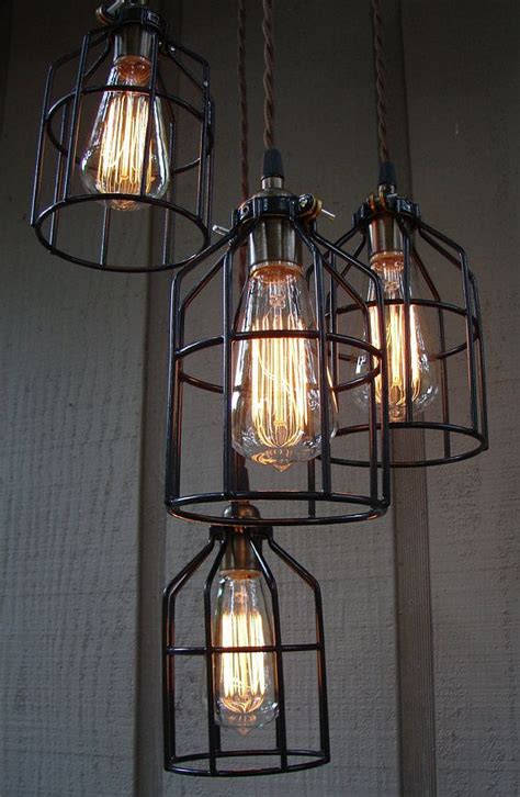 upcycled industrial edison bulb cage hanging pendant light industrial pendant lamps diy pendant