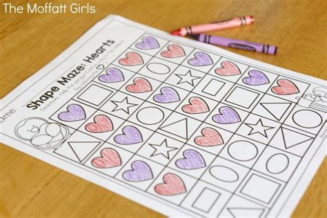 Valentine S Day Worksheet With Crayons And Markers On The Table