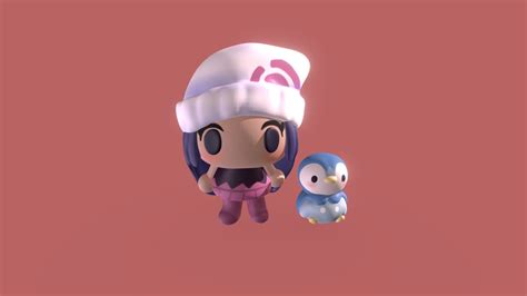 pokemon trainer and piplup 3d model by khne mlpgirl1324 [ff5fc21