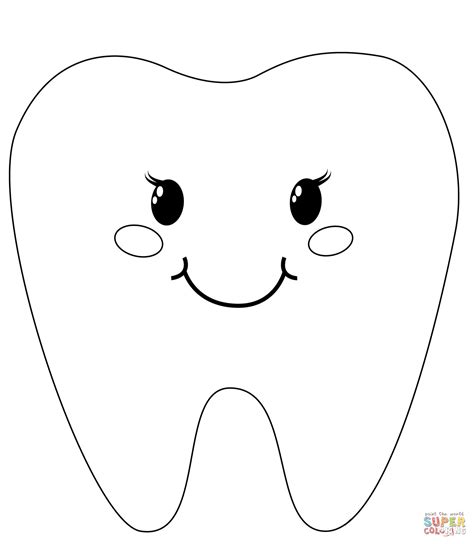 tooth character coloring page  printable coloring pages