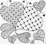 Zentangle Patterns Doodle Heart Hearts Pattern sketch template