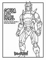 Omega Fortnite Draw Drawing Max Level Coloring Royale Battle Too Tutorial sketch template
