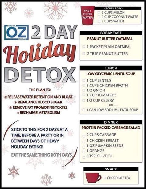Dr Oz 2 Day Holiday Detox Holiday Detox Healthy Detox