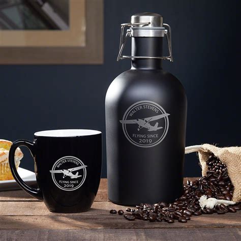 aviator personalized coffee set t for pilots