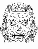 Coloring Native Pages American Mask Indian Bear Kwakiutl Tribal Spirit Adults Adult Head Masks Drawing Printable Color Justcolor Drawings Tribe sketch template