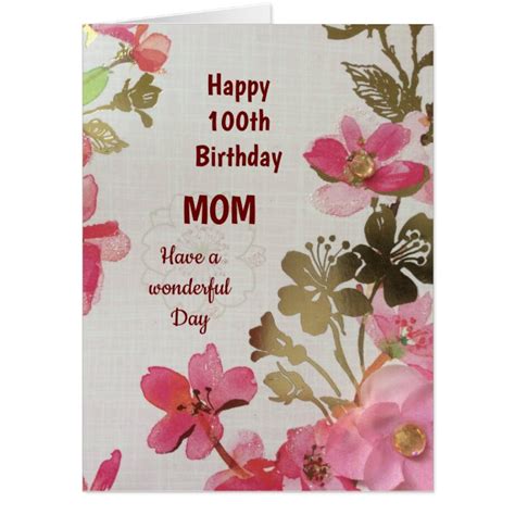 large happy 100th birthday mom card