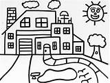 House Coloring Pages Kids Drawing Autocad Getdrawings sketch template