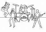 Rockeros Musicales Instrumentos Grupo Pintar Cantante Ninos Conjunto sketch template