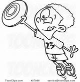 Frisbee Drawing Outline Cartoon Catching Boy Paintingvalley Leishman Ron sketch template