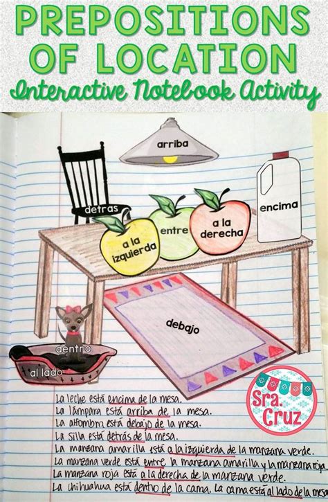 spanish interactive notebook activity prepositions  location