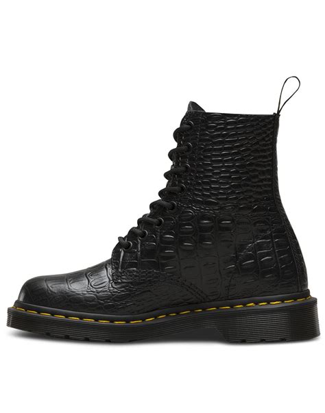 dr martens pascal croc retro faux crocodile stamp  eyelet boots