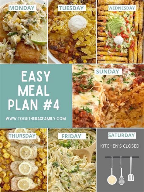 easy meal plan week    family