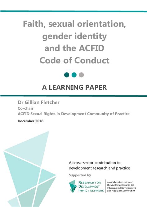 pdf faith sexual orientation gender identity and the acfid code of