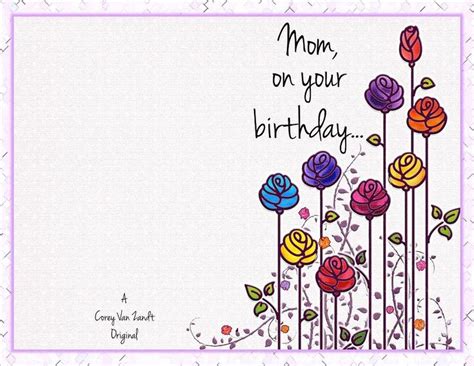 printable mom birthday card template   mom cards birthday