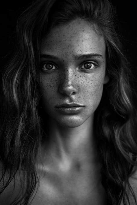 Agata Serge Freckles Portrait Portrait Photography Black And