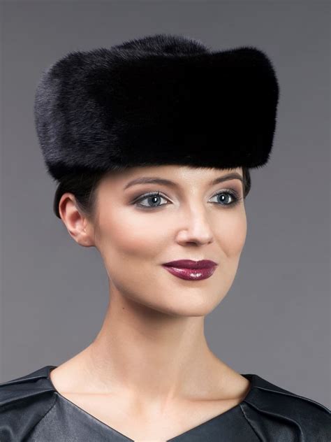 black mink fur kubanka hat handmade  nordfur