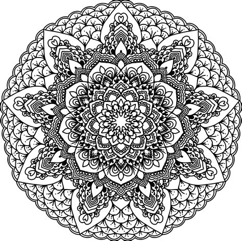 clipart   black  white adult coloring page floral mandala