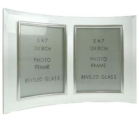 Curved Bevelled Glass Silver 7x5 Photo Frame Double Vertical For Sale