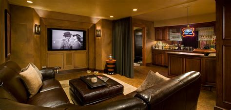 shaped couch basement traditional  bar brown leather