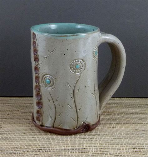 soft slab handbuilt coffee mug  flyingpignc  etsy