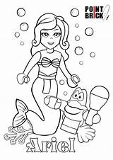 Ariel Ninjago Princesas Stampare Sebastian Coloringonly Playmobil Principessa Pointbrick Mermaids sketch template