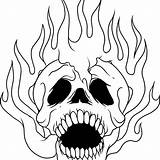 Skull Coloring Pages Flaming Drawing Flames Skulls Graffiti Evil Sugar Advanced Skeleton Printable Pdf Animal Print Color Clipartmag Fire Getcolorings sketch template
