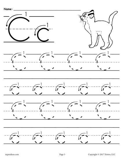 printable letter  tracing worksheet  number  arrow guides