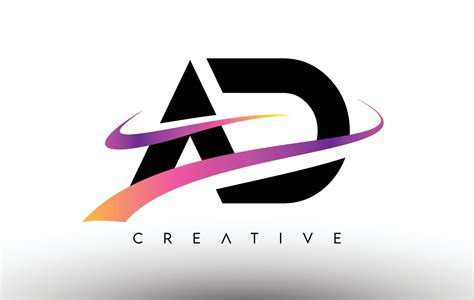 ad logo letter design icon ad letters  colorful creative swoosh