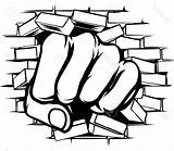 Punching Drawing Brick Wall Fist Through Pop Cartoon Stock Hand Getdrawings sketch template