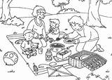 Coloring Picnic Clipart Family Summer Pages Caillou Food Coloringsun Beach Open Their Kids Clipground Sketch Credit Larger Children Rocks Utilising sketch template