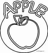 Apple Coloring Outline Text Wecoloringpage sketch template