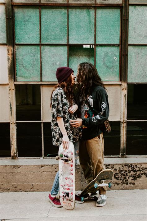 Skater Couple Engagement Photoshoot At The Rail Yards Market In