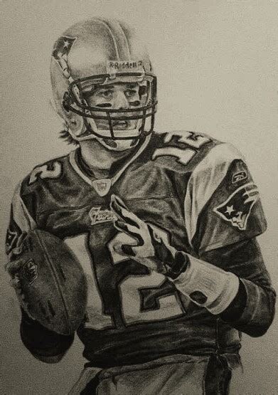 Tom Brady Pencil Drawing Patriots