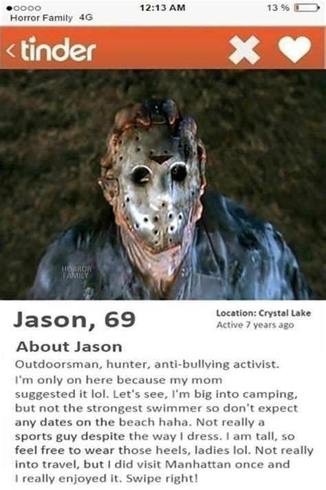 jason voorhees tinder scary movies horror movie characters funny horror