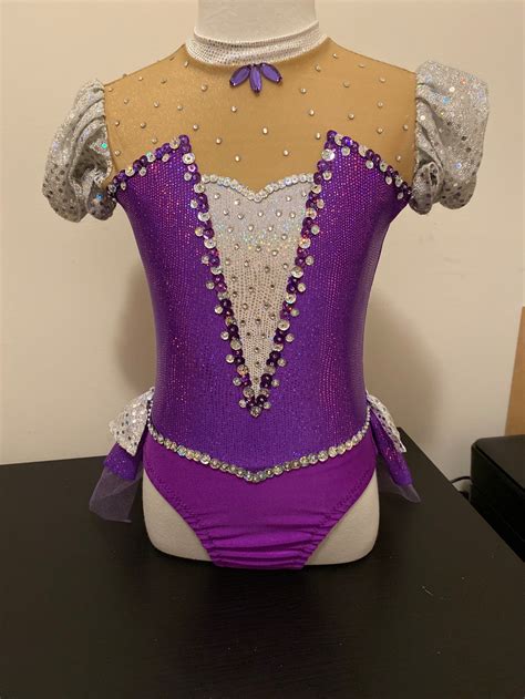 girls purple white silver dance costume leotard skirt with etsy