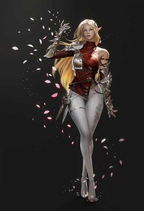 artstation blonde jihyun heo fantasy female warrior fantasy art