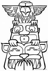 Totem Pole Coloring Pages Poles Drawing Native American Clipart Print Printable Clip Easy Kids Designs Symbols Cliparts Totems Colouring Outline sketch template