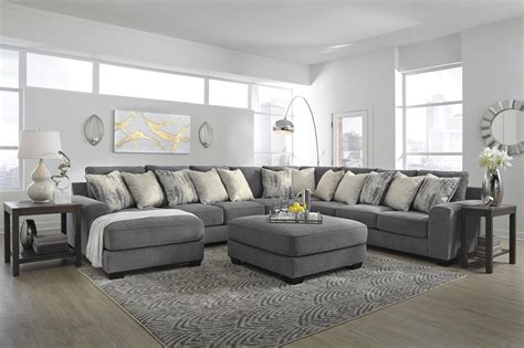 Ashley Furniture Castano 130313303 5 Piece Grey Sectional With Ottoman