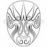 Chinese Opera Mask Coloring Masks sketch template