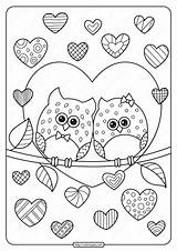 Coloring Pages Heart Pdf Valentines Owl Valentine Hearts Kids Printable Print Coloringoo sketch template