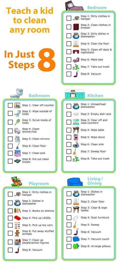printable room cleaning checklists kids cleaning cleaning