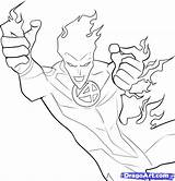 Human Torch Coloring Pages Storm Johnny Marvel Drawing Draw Drawings Online Dragoart Kids Characters Step Comics sketch template