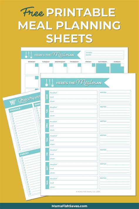 meal planning worksheets smart money mamas