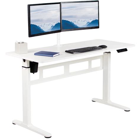 vivo white    electric sit stand desk ergonomic standing height adjustable workstation