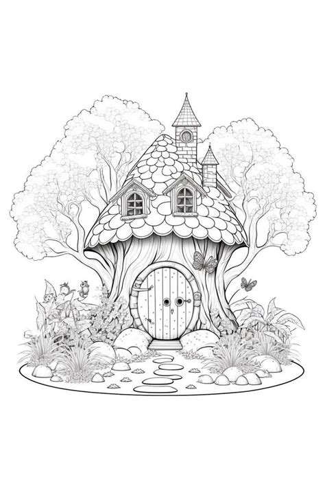 fairy house coloring page  adults designs  kemmy house