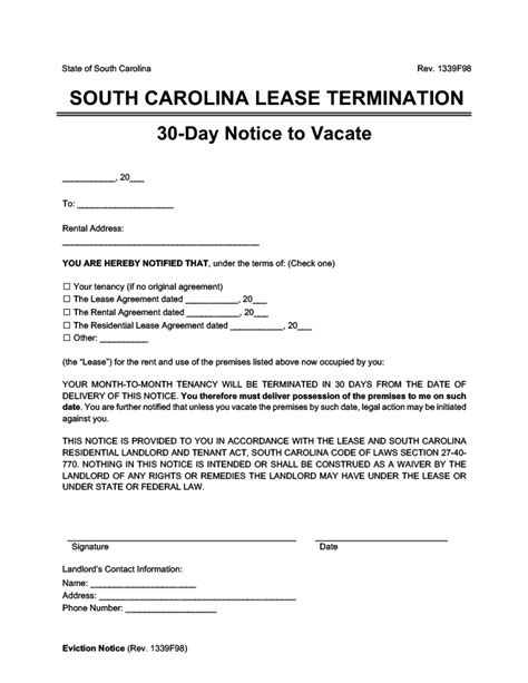 month  month eviction notices forms  sc  evictionnoticeformnet