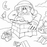 Santa Stuck Chimney Pages Got Coloring Color Choose Board sketch template